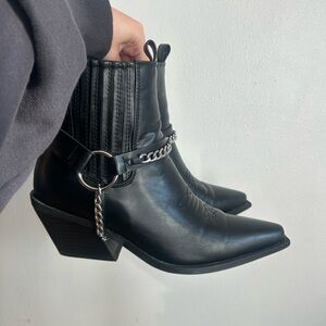 Billini Black Combat Boots with Chain Accent